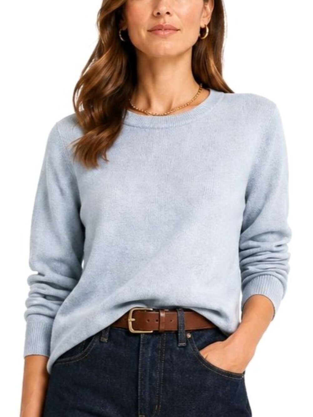 Ann Mashburn Cashmere Sweater Lightweight Ice Blue Oversized Pullover